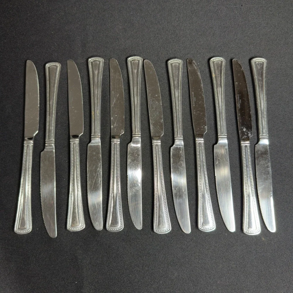 Vintage International Silver American Beaded Stainless Flatware Set 96 Piece
